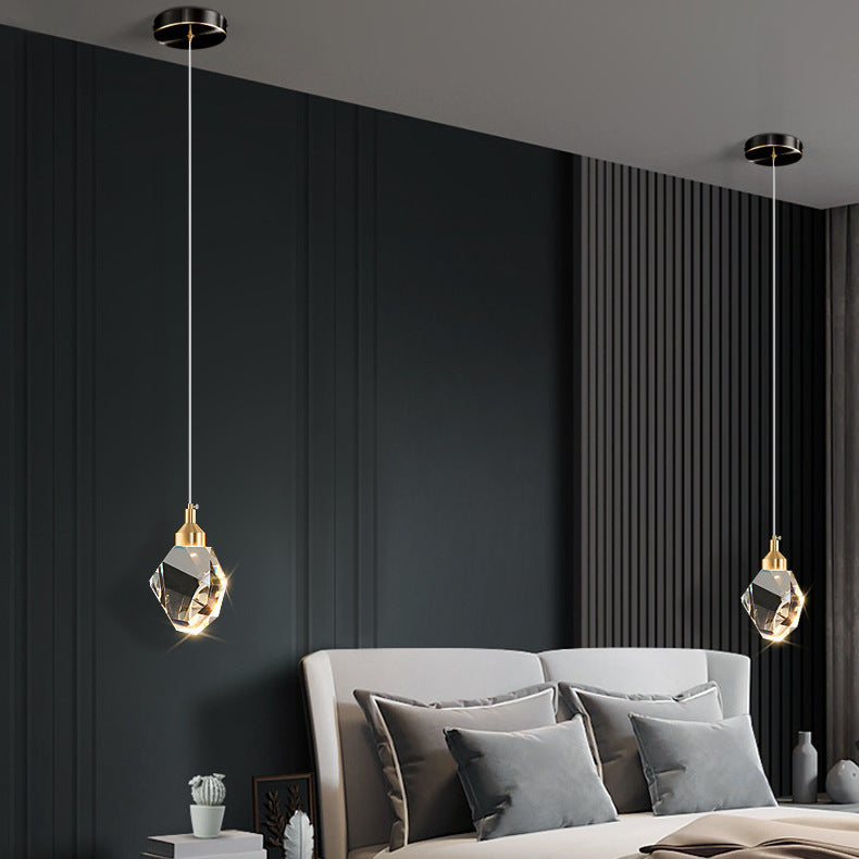 Moderne Luxus funkelnde Kristall Stein Eisen 1-Licht Pendelleuchte für Wohnzimmer
