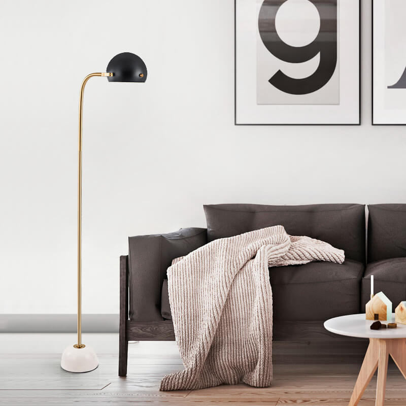 Lámpara de pie de 1 luz ajustable de ángulo de mármol metálico esférico minimalista moderno 