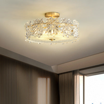 Plafonnier moderne minimaliste rond en verre et cuivre 4/6 pour salon 
