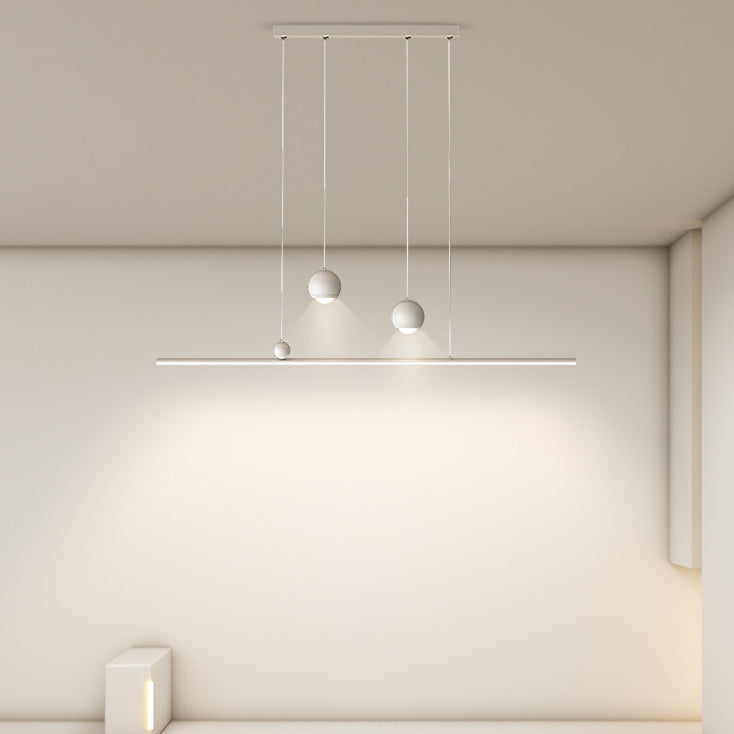 Modern Minimalist Long Iron Aluminum Acrylic LED Island Light Chandelier For Dining Room