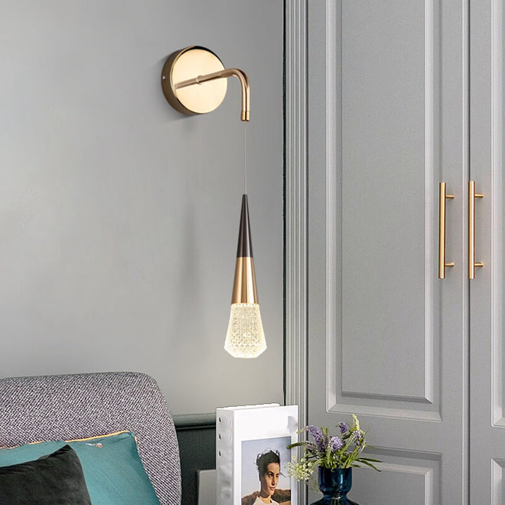 Applique murale LED en aluminium de luxe moderne avec forme de diamant en cristal 