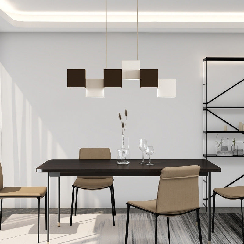 Lustre LED en acrylique et fer géométrique créatif contemporain en forme de cube pour salon 