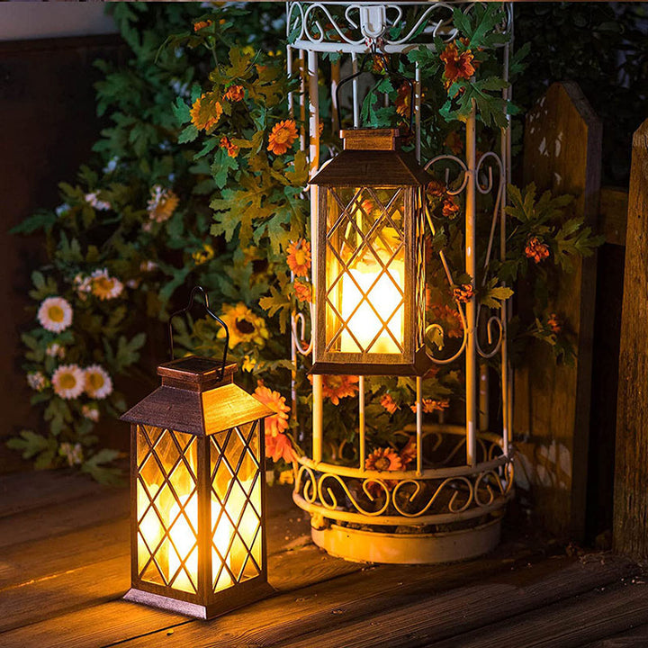 Lumière extérieure LED en verre de fer de lumière solaire traditionnelle de palais de quadrilatère de cru pour le jardin 