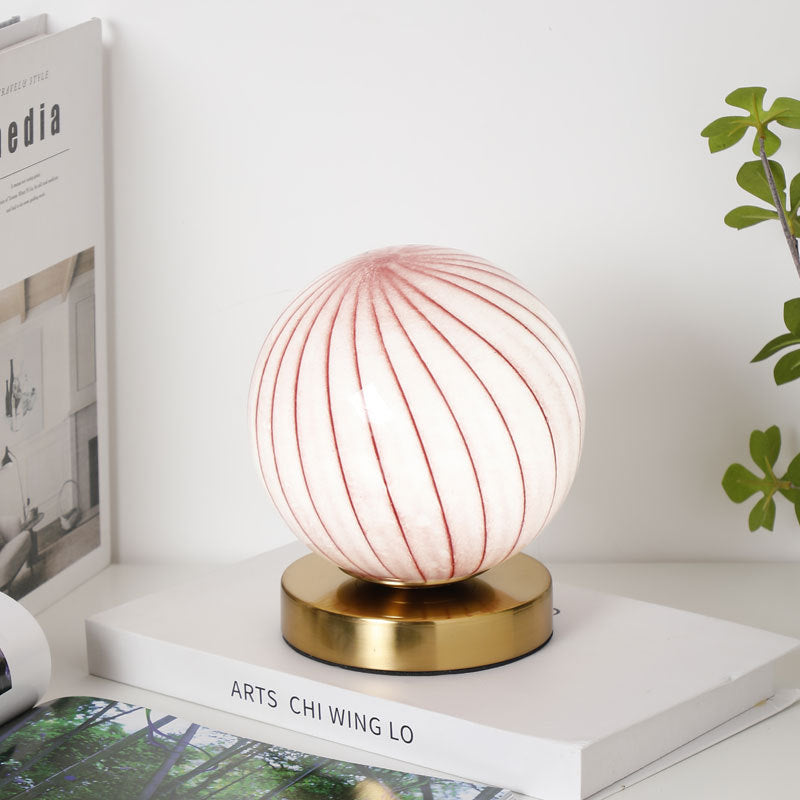 Lampe de table LED rechargeable en verre fer à rayures planète simplicité moderne pour chambre à coucher 