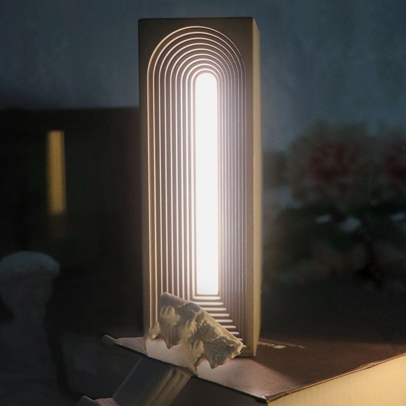 Moderne minimalistische rechteckige Zement-USB-LED-Tischlampe 