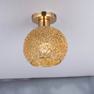 Modern Light Luxury Creative All-Aluminum Round 1-Light Semi-Flush Mount Ceiling Light