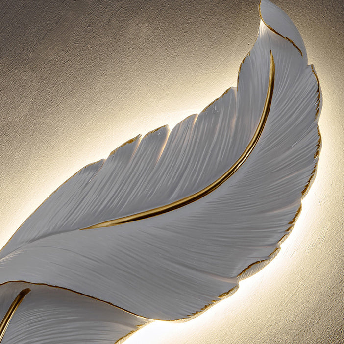 Applique murale LED en résine avec plumes nordiques contemporaines pour salon 