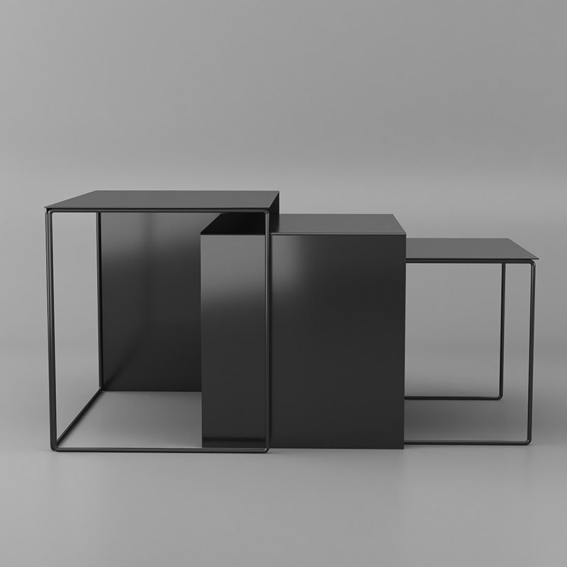 Moderner minimalistischer quadratischer Eisen-Beistelltisch zum Ineinanderstellen für das Wohnzimmer 