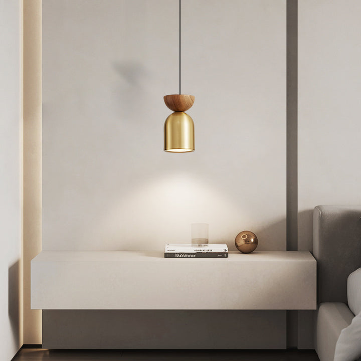 Zeitgenössische skandinavische Zylinder-Pendelleuchte aus Vollmessing mit 1 Licht für das Schlafzimmer 
