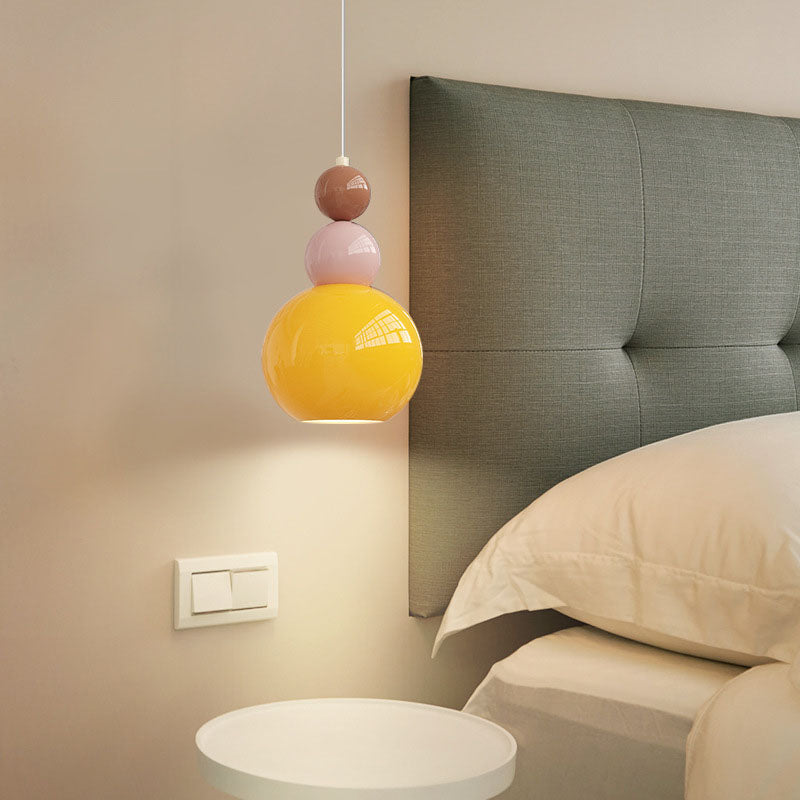 Moderne minimalistische mehrstufige Kugel Eisen PVC 1-Licht Pendelleuchte für Schlafzimmer 