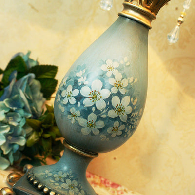 Traditionelle europäische gefärbte Harzgewebe-Blumenkuppel-Tischlampe mit 1 Licht für Schlafzimmer