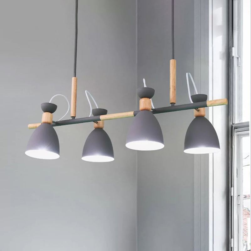 Moderne minimalistische Kuppel Eisen Metall 4-Licht Insel Licht Kronleuchter für Esszimmer 