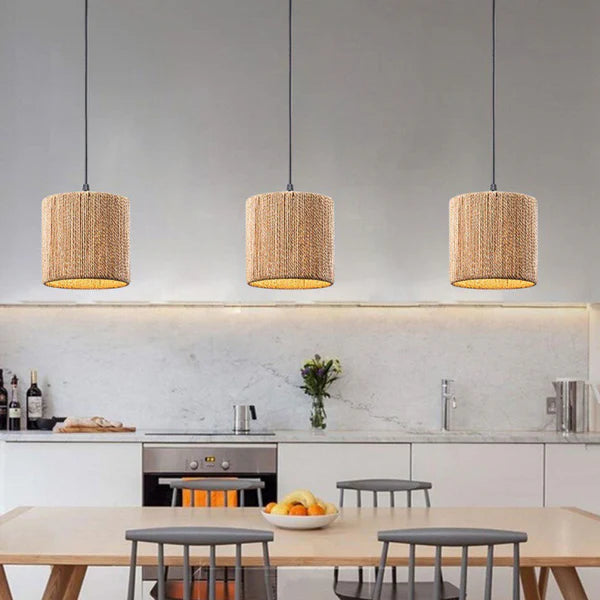 Suspension Luminaire Contemporain Boho Cylindre Vigne Fer 1 Lumière Pour Salon 