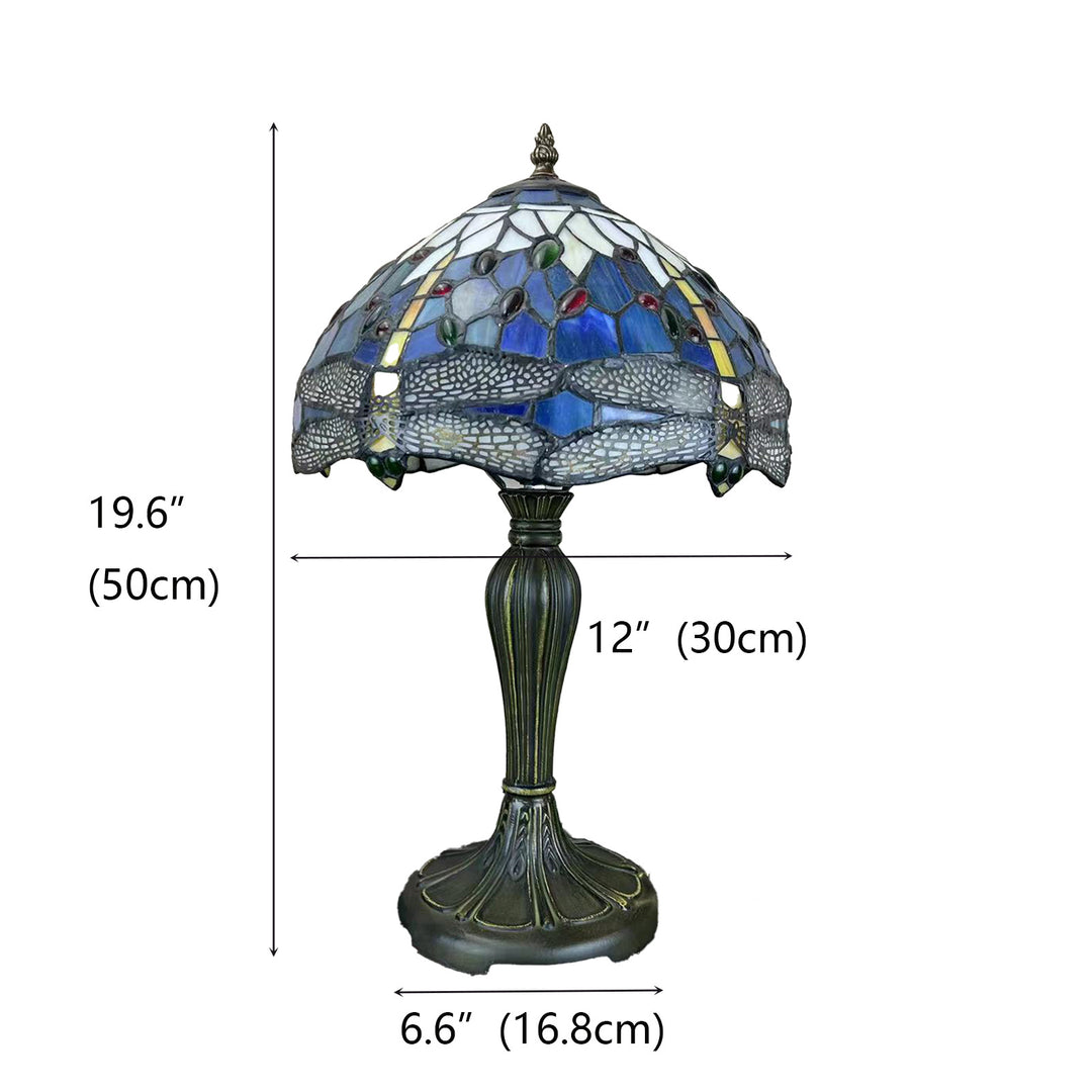 Lampe de table à 1 lumière en verre teinté alliage de fleurs en dôme rond traditionnel Tiffany pour salon 