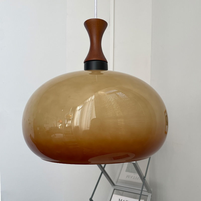 Zeitgenössische Einfachheit Oval Glas Schatten 1-Licht Pendelleuchte für Wohnzimmer 