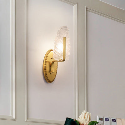 Zeitgenössische Luxus Kupfer Glas Lassen Banana Leaf 1/2 Licht Wand Leuchte Lampe Für Wohnzimmer