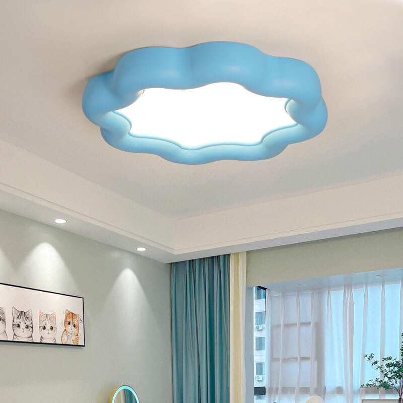 Modern Macaron Cloud Shape Resin LED Flush Mount Ceiling Light