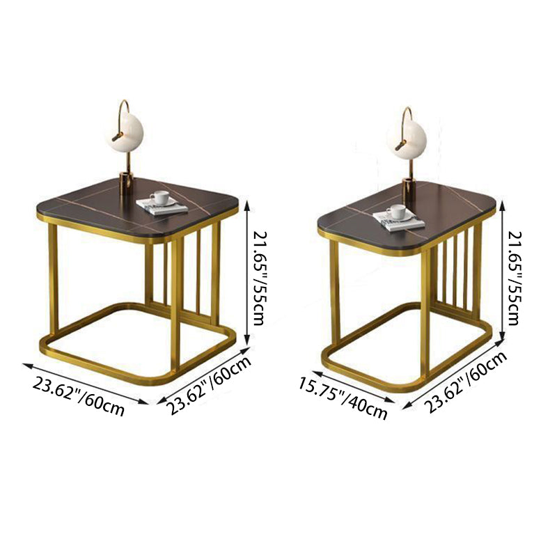 Moderner minimalistischer rechteckiger quadratischer Steintisch aus Eisen für das Wohnzimmer 