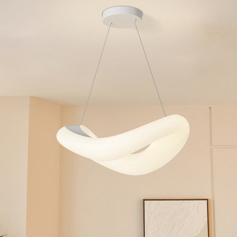 Lámpara colgante LED de hardware de anillo de onda PE minimalista moderna para dormitorio 