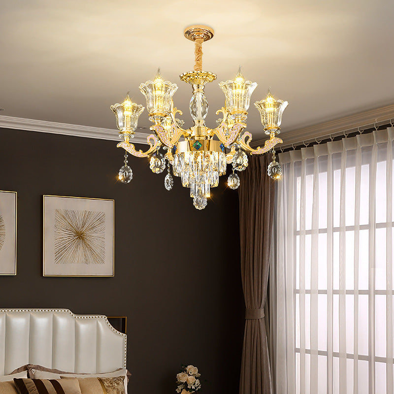 Zeitgenössischer Luxus-Zweigglas-Zink-Kronleuchter mit 6/8/10/15 Lichtern für Wohnzimmer 