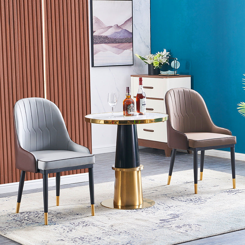 Moderner luxuriöser runder Couchtisch aus Steinplatte und Edelstahl, 1 Ebenen, für das Wohnzimmer 