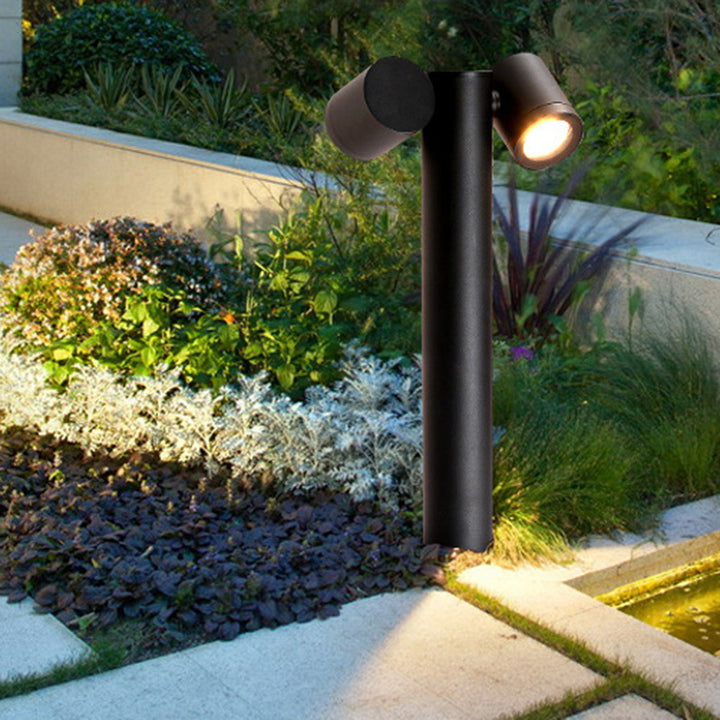 Lumière de jardin extérieure LED en aluminium avec cylindre rond rotatif minimaliste moderne en verre trempé 