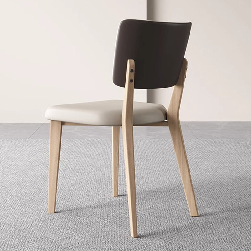 Contemporary Nordic Square PU Leather Ash Wood Frame Dining Chair Backrest For Dining Room