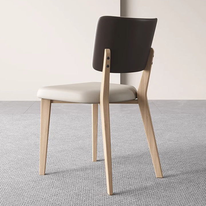 Contemporary Nordic Square PU Leather Ash Wood Frame Dining Chair Backrest For Dining Room