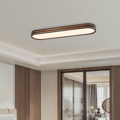 Modern Simplicity Solid Wood Acrylic Strips LED Flush Mount Ceiling Light For Living Room