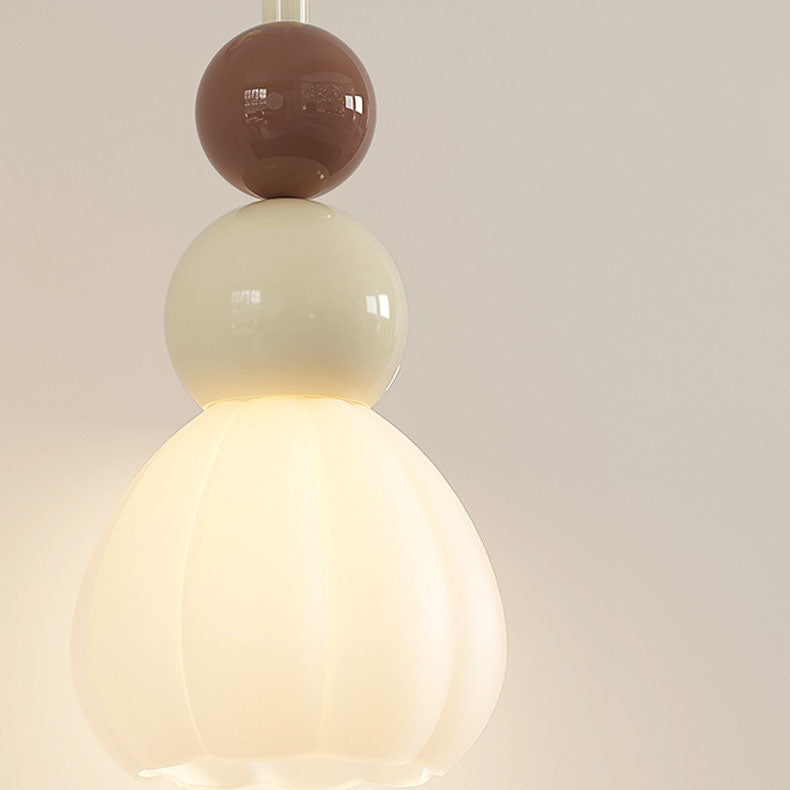 Moderne minimalistische runde Kürbisblatt-Hardware-Glas-1-Licht-Pendelleuchte für das Schlafzimmer 