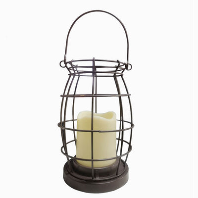Outdoor Candle Lantern Iron LED Battery Patio Camping Hanging Light