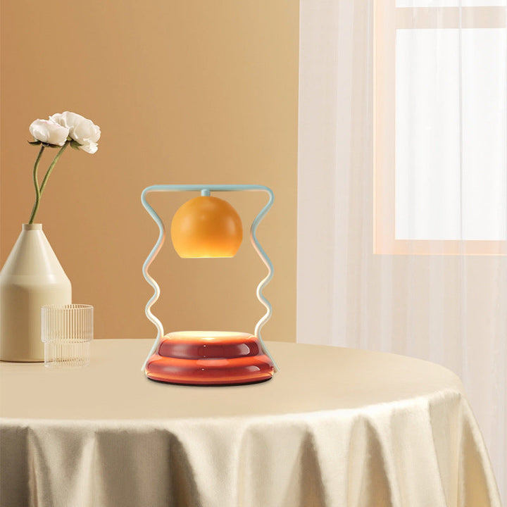Lámpara de mesa de cera derretida de 1 luz con base de cerámica en forma de casa de hongo de hierro creativo contemporáneo para dormitorio 