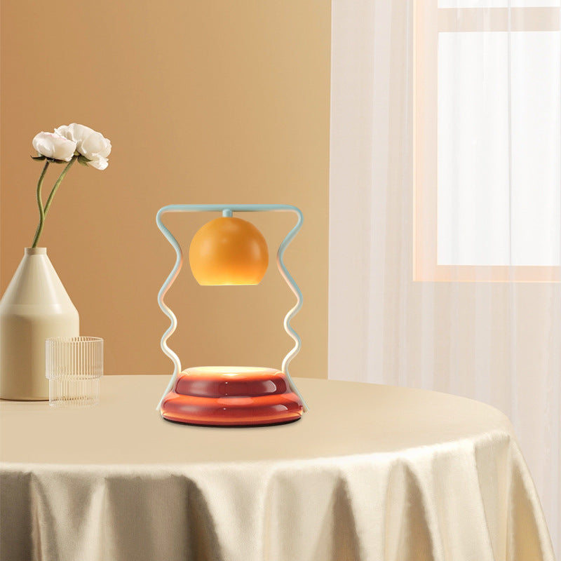 Lampe de table contemporaine en fer créatif en forme de champignon avec base en céramique à 1 lumière pour faire fondre de la cire pour chambre à coucher 