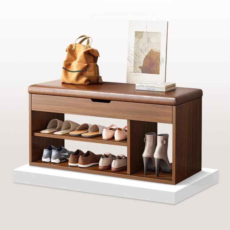 Modern Minimalist Rectangle Fabric PU Leather MDF Shoe Storage 3-Tier For Entryways