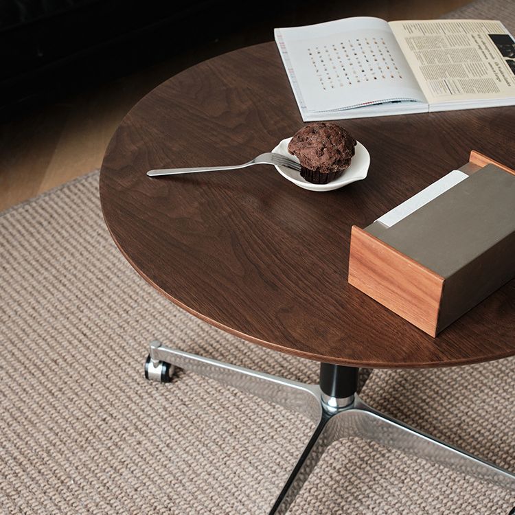 Zeitgenössischer Einfachheit MDF Runder Couchtisch Höhenverstellbar Neigung Caster Für Wohnzimmer 