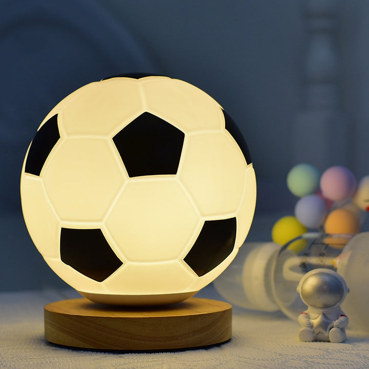 Lampe de table LED en bois et verre Globe Creative Contemporaine pour salon 