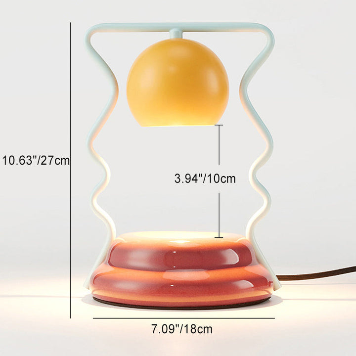 Lámpara de mesa de cera derretida de 1 luz con base de cerámica en forma de casa de hongo de hierro creativo contemporáneo para dormitorio 