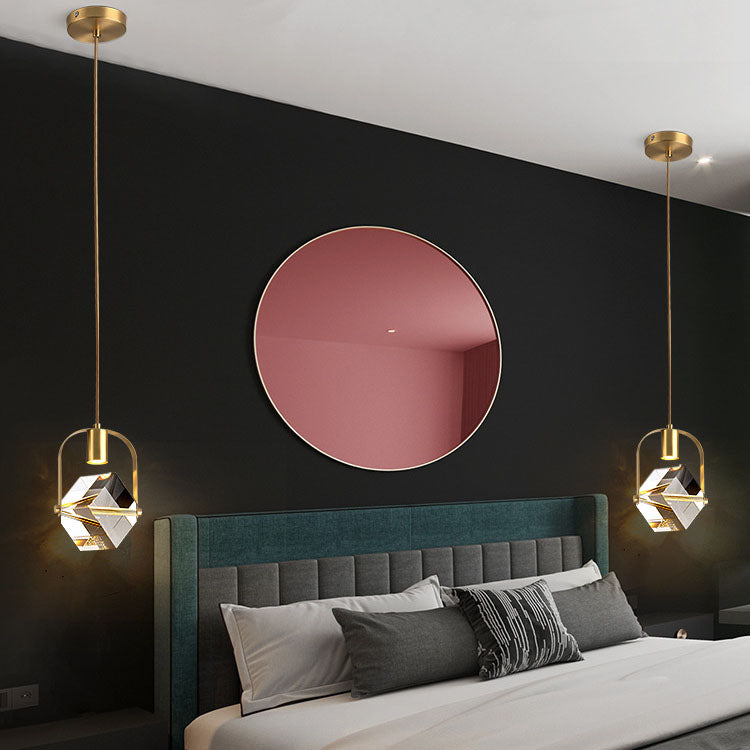 Moderne einfache Eisen-Kupfer-Quadrat-Kreis-Langlinien-1-Licht-Pendelleuchte 