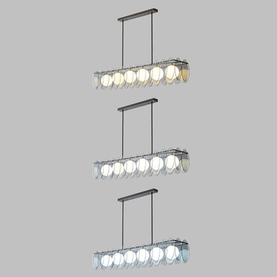 Contemporary Luxury Full Copper Glass Ball 6-Light Island Light Chandelier For Living Room