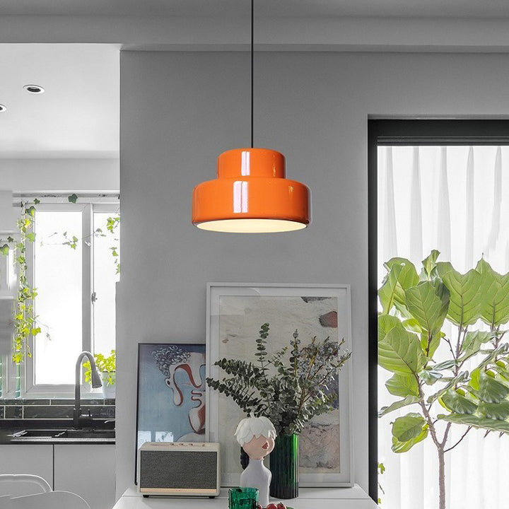 Zeitgenössische skandinavische Doppelrunde Pendelleuchte aus Eisen mit 1 Licht für Wohnzimmer 