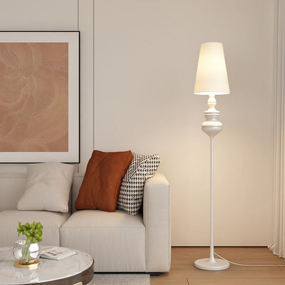 Modern Transitional Fabric Cone Iron Base 1-Light Standing Floor Lamp For Living Room