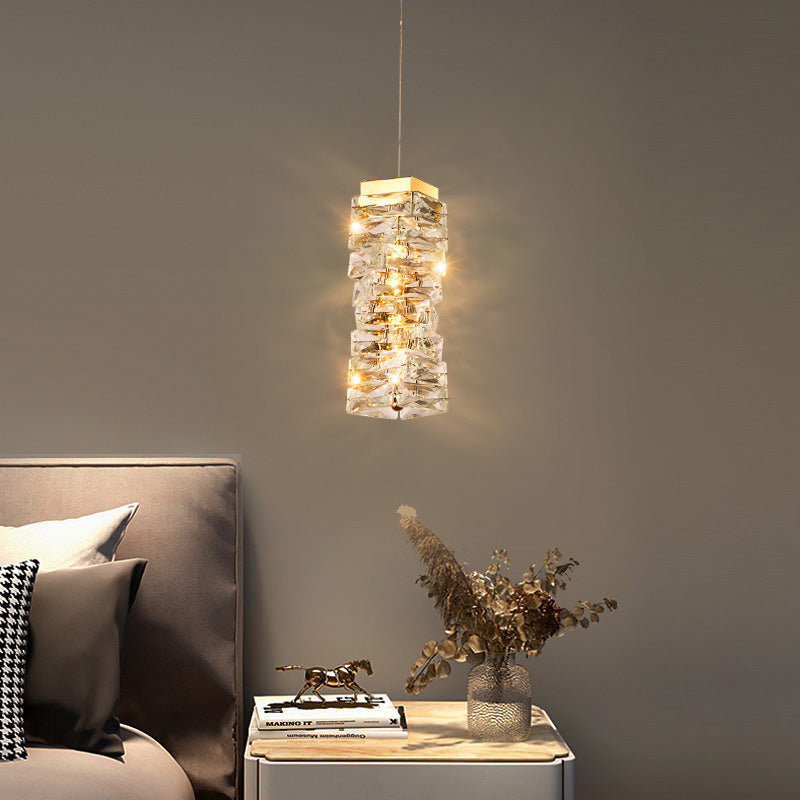 Moderne Luxus Edelstahl Kristall Unregelmäßige Spalte LED Pendelleuchte Für Wohnzimmer 