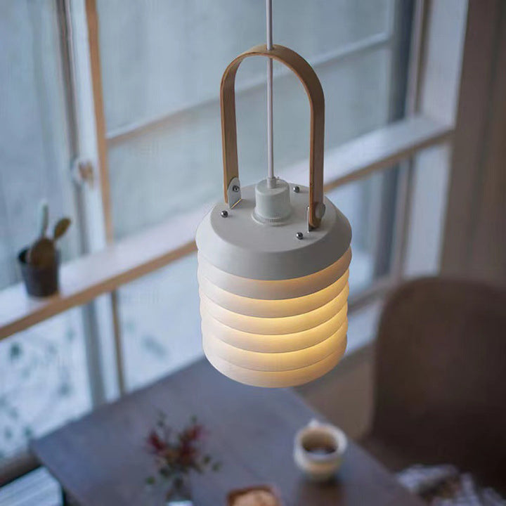 Lámpara colgante de 1 luz de metal de hierro cilíndrico japonés tradicional para dormitorio 