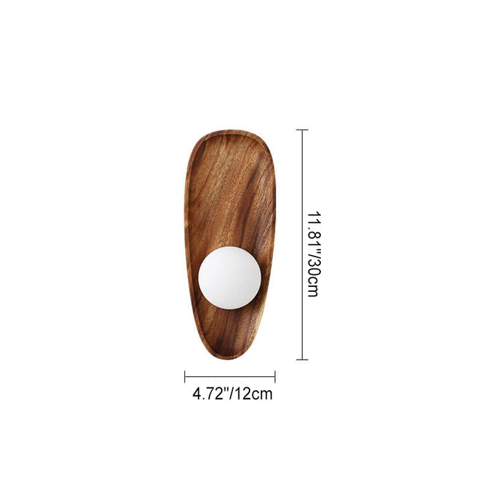 Japanische Zen Walnuss Glas Kugellampenschirm LED Wandleuchte 