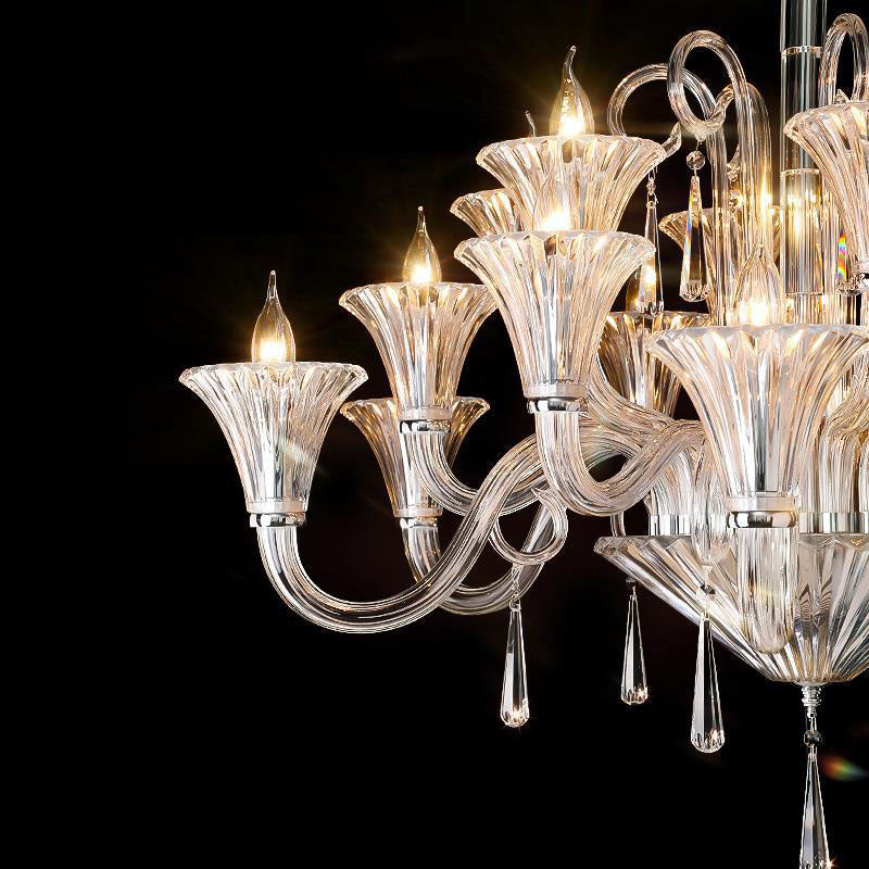 Traditional French Petal Candelabra Glass Crystal 6/8/12 Chandelier For Living Room