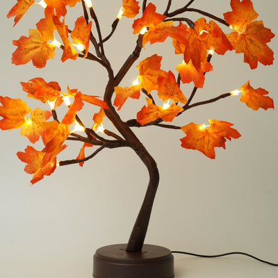 Contemporary Creative Christmas Plastic Maple Leaf Tree Lights LED Decorative Table Lamp For Bedroom