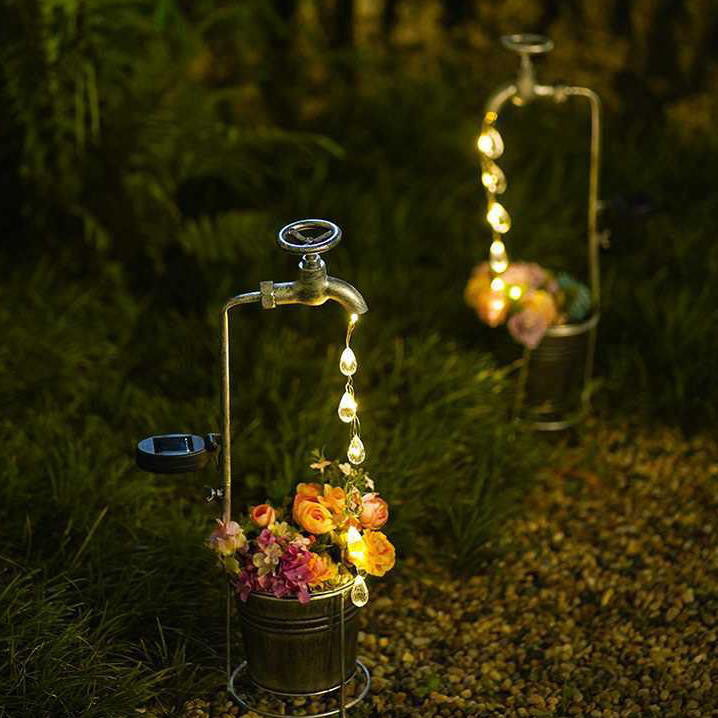 Lumière paysagère extérieure à LED avec arrosoir en fer forgé créatif moderne solaire 