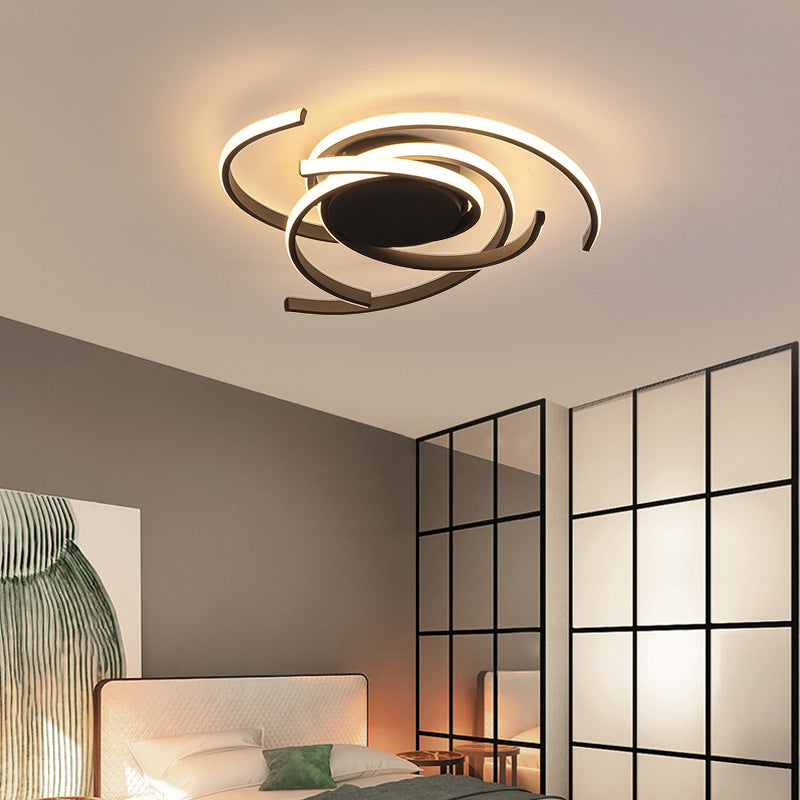 Plafonnier LED à montage affleurant en bande en spirale en aluminium minimaliste moderne pour chambre 