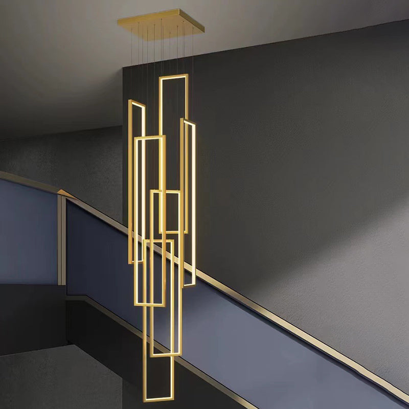 Plafonnier LED moderne minimaliste en fer, aluminium et silice rectangulaire pour escalier 