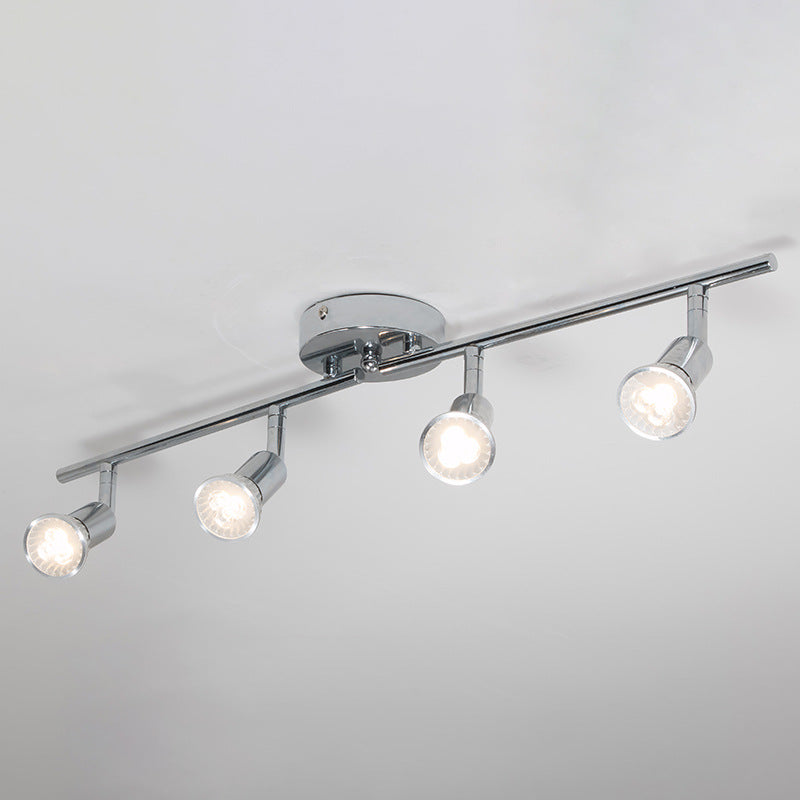Plafonnier semi-encastré moderne minimaliste à 4 lumières en acier inoxydable et fer pour salon 